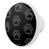 Cute Paw Print Animal Hondenliefhebber White Line  Keramische Knop (Rechts)