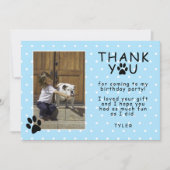 Cute Paw Print Blue Birthday Bedankt voor foto Kaart (Voorkant)