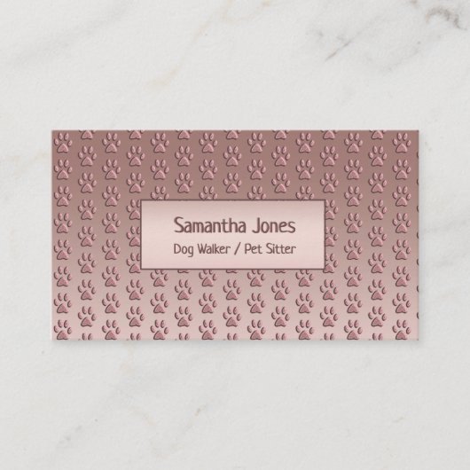 Cute Paw Print Pet Sitter Dog Walker Roos Gold Visitekaartje (Voorkant)