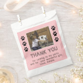 Cute Paw Print Pink Girl Name Foto Birthday Bedankzakje (Geknipt)