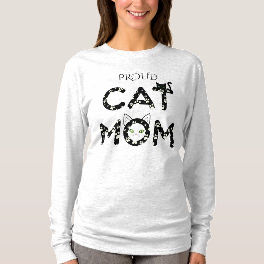 Cute Paw Print Typography for Cat Mom -  T-shirt (Voorkant)