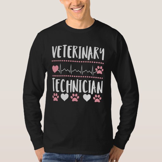 Cute paw print veterinary tech technician vet app t-shirt (Voorkant)