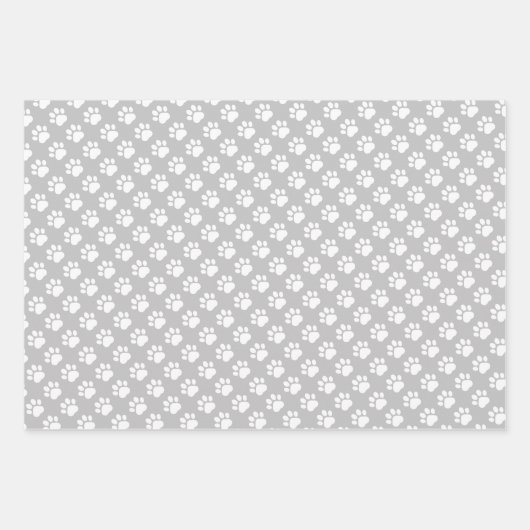 Cute Paw Prints Custom Name Wrapping Paper Sheets (Voorkant 3)