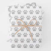 Cute Paw Prints Custom Name Wrapping Paper Sheets (In situ)