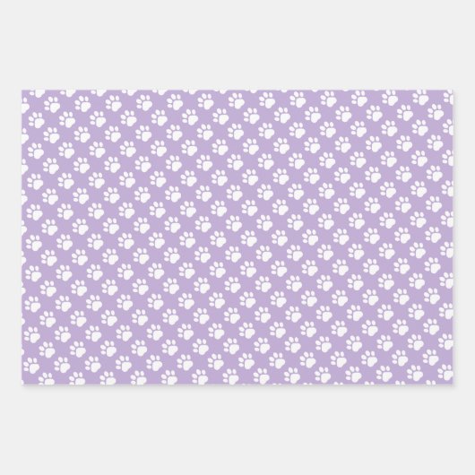 Cute Paw Prints Custom Name Wrapping Paper Sheets (Voorkant 3)