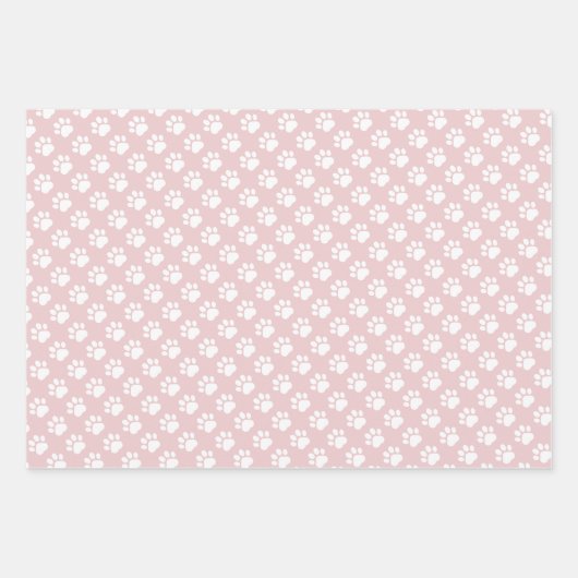 Cute Paw Prints Custom Name Wrapping Paper Sheets (Voorkant 3)