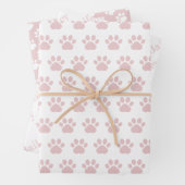 Cute Paw Prints Custom Name Wrapping Paper Sheets (In situ)