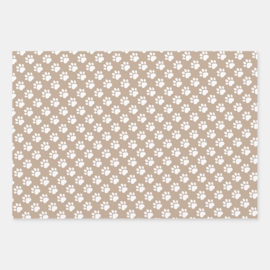 Cute Paw Prints Custom Name Wrapping Paper Sheets (Voorkant 3)