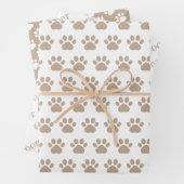 Cute Paw Prints Custom Name Wrapping Paper Sheets (In situ)