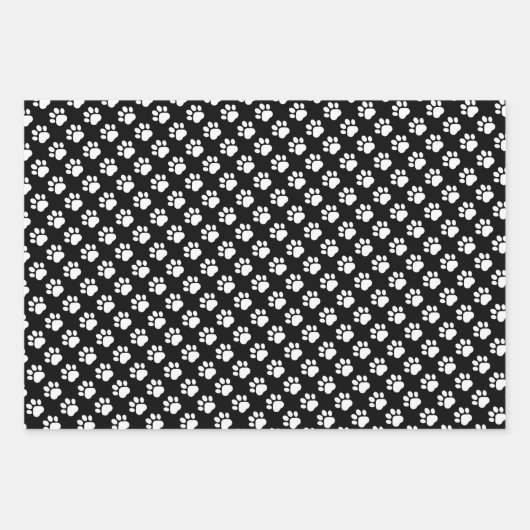 Cute Paw Prints Dog Bones Custom Name Inpakpapier Vel (Voorkant 3)