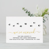 Cute Paw Prints Gold Foil Moving Announding Kaart (Staand Voorkant)
