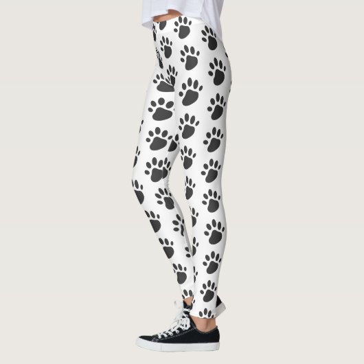 Cute Paw Prints Patroon White Black Leggings (Links)