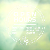 Cute Paw Ronde Bedrijfs Openingstijden Deur Raamsticker (Vel 3)