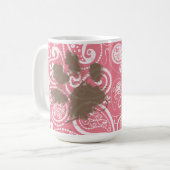 Cute Pawprint op Blush Pink Paisley Koffiemok (Voorkant links)