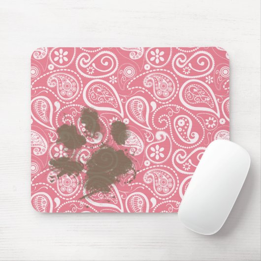 Cute Pawprint op Blush Pink Paisley Muismat (Met muis)