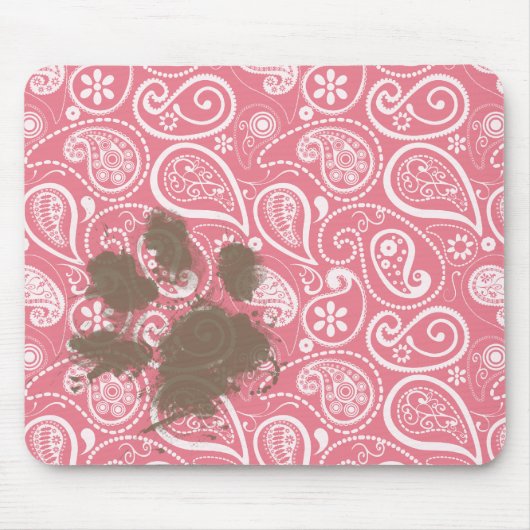 Cute Pawprint op Blush Pink Paisley Muismat (Voorkant)