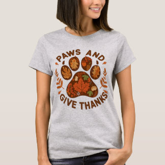 cute Paws and Give Thanks Fall Dog Lover Shirt
