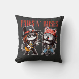 Cute Paws 'N Roses Grappig Rots Kat Cadeau Idee Kussen