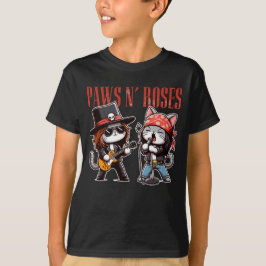 Cute Paws 'N Roses Grappige Rots Kat Zoons Cadeau T-shirt