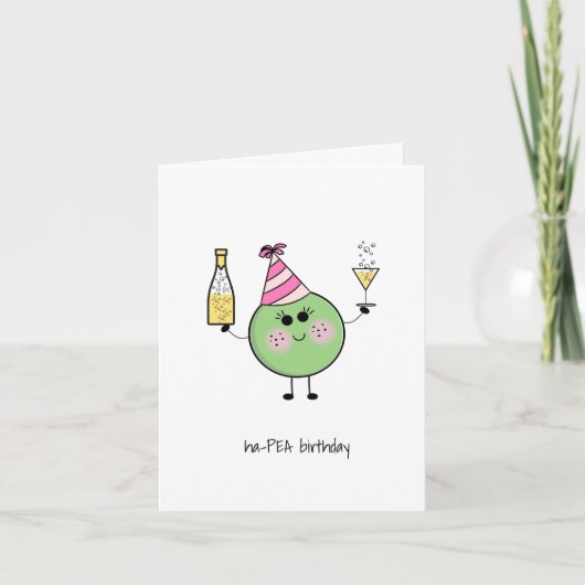 Cute Pea Birthday Kaart - Cute, Funny, Kawaii Kaar (Voorkant)
