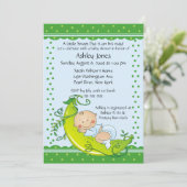 Cute Pea Pod Baby Baby Baby Shower Invitaties Kaart (Staand voorkant)