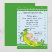 Cute Pea Pod Baby Baby Baby Shower Invitaties Kaart (Voorkant / Achterkant)