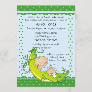 Cute Pea Pod Baby Baby Baby Shower Invitaties Kaart