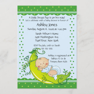 Cute Pea Pod Baby Baby Baby Shower Invitaties Kaart