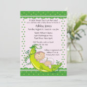 Cute Pea Pod Baby Girl Baby Shower Invitations Kaart (Staand voorkant)