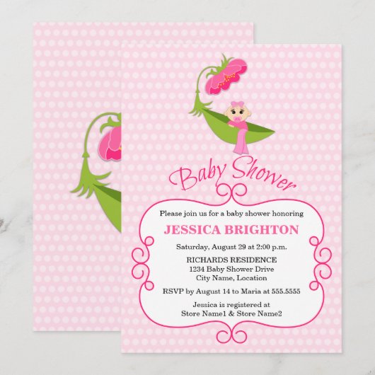 Cute Pea Pod Brown Eyes Baby shower Kaart (Voorkant / Achterkant)