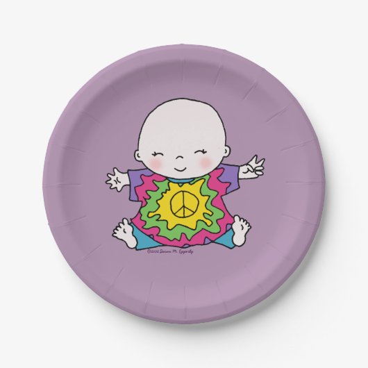 Cute Peace Baby Hippie / Hippy Tie Dye Papieren Bordje (Voorkant)