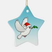 Cute Peace Dove met Santa Hat Keramisch Ornament (Rechts)