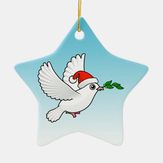 Cute Peace Dove met Santa Hat Keramisch Ornament (Voorkant)