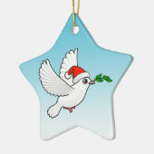 Cute Peace Dove met Santa Hat Keramisch Ornament (Links)