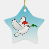Cute Peace Dove met Santa Hat Keramisch Ornament (Achterkant)