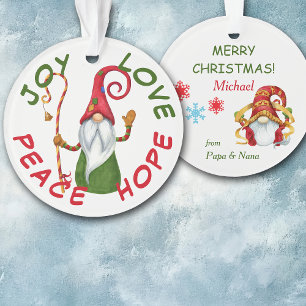 Cute Peace Hope kerst Gnome Ornament