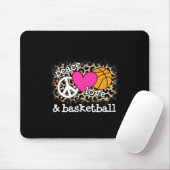 Cute Peace Love Basketball Leopard Print Women Man Muismat (Met muis)