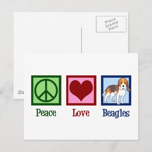 Cute Peace Love Beagles Briefkaart (Voorkant / Achterkant)