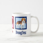 Cute Peace Love Beagles Koffiemok<br><div class="desc">Cute Peace Love Beagles gift. Een koel ontwerp van de beagle-hondeneigenaar voor het ras met een vredesteken en een hart. Ik hou van deze mooie honden.</div>