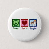 Cute Peace Love Beagles Ronde Button 5,7 Cm (Voorkant)
