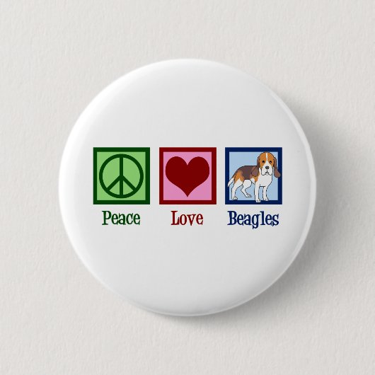 Cute Peace Love Beagles Ronde Button 5,7 Cm (Voorkant)