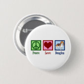 Cute Peace Love Beagles Ronde Button 5,7 Cm (Voorkant /achterkant)