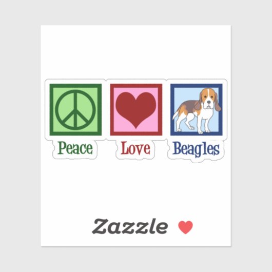 Cute Peace Love Beagles Sticker (Vel)