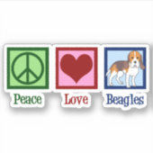 Cute Peace Love Beagles Sticker (Voorkant)