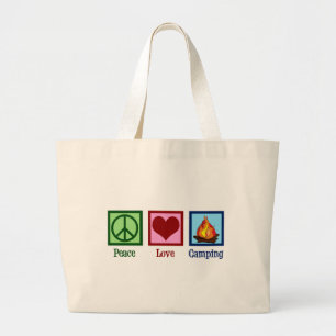 Cute Peace Love Camping Grote Tote Bag