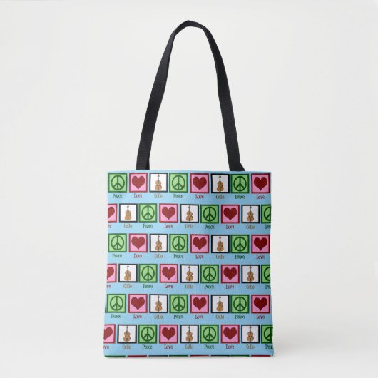 Cute Peace Love Cello Tote Bag (Voorkant)