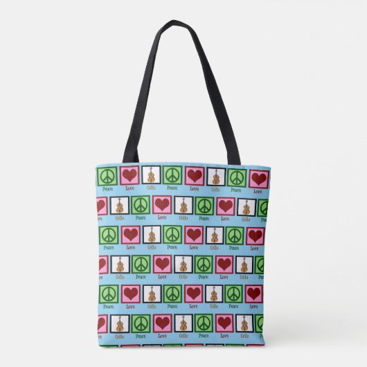 Cute Peace Love Cello Tote Bag (Achterkant)