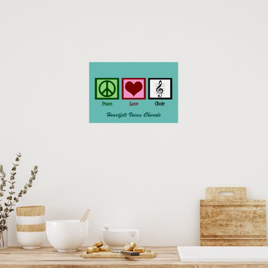 Cute Peace Love Choir Custom Blauwgroen Poster (Keuken)