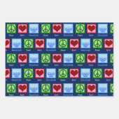 Cute Peace Love Hanukkah Pattern Dark Blue Inpakpapier Vel (Voorkant 2)