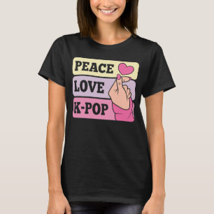 Cute Peace Love K Pop Music Korean Pastel Pink K T-shirt